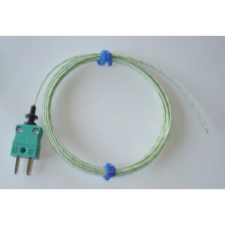 Thermoelement Typ K, 5m glasfaserisolierte Leitung,...