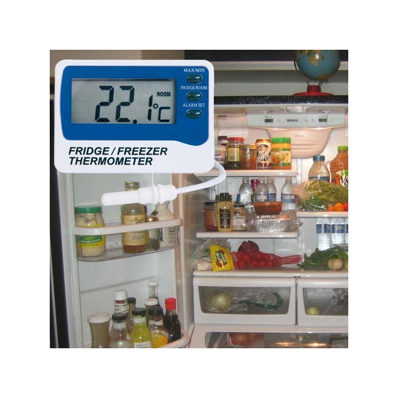 Digital Refrigerator Thermometer,Freezer/Refrigerator Thermometer with  Large LCD Display,Max/Min Record Function Thermometer for Kitchen, Home