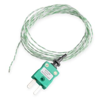 Thermocouple Type K, 2m PTFE Insulated Leads, Exposed Junction, Plug,  -75 to +250°C