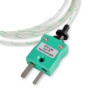 Thermocouple Type K, 1m Fibreglass Insulated Lead, Exposed Junction, Plug,  -60 to +350°C