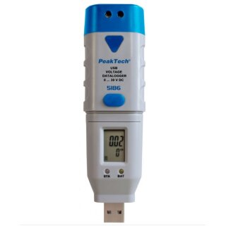 PeakTech P5186, 1-Kanal- Datenlogger für 0-30VDC- Spannungen, 32.000 Messwerte