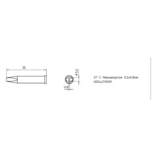 Weller Soldering Tip Series XT, Chisel Shape, XT C/3.2 x 0.8mm, Straight