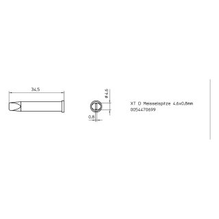 Weller Soldering Tip Series XT, Chisel Shape, XT D/4.6 x 0.8mm, Straight