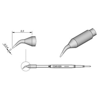 JBC Lötspitze Serie C245, Rundform, C245029/ 0,4mm, gebogen