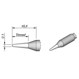 JBC Lötspitze Serie C245, Rundform, C245041/ 1,0mm, gerade