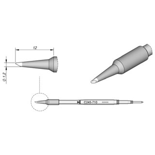 JBC Lötspitze Serie C245, Rundform, C245710/ 1,2mm, abgeschrägt