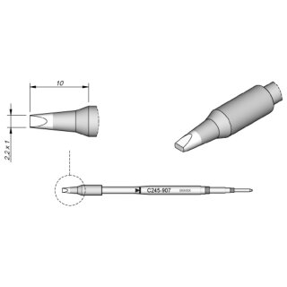 JBC Lötspitze Serie C245 Meißelform, C245907/2,2 x 1,0mm, gerade