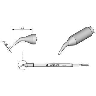 JBC Lötspitze Serie C245, Rundform, C245929/ 0,6mm, gebogen